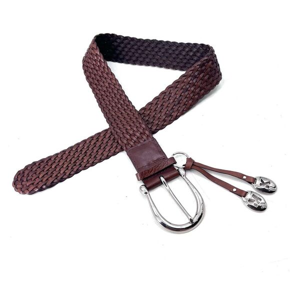 Michael Kors Brown Leather Braided 2" Wide Hip Belt With Charms Womens Small - Picture 2 of 6